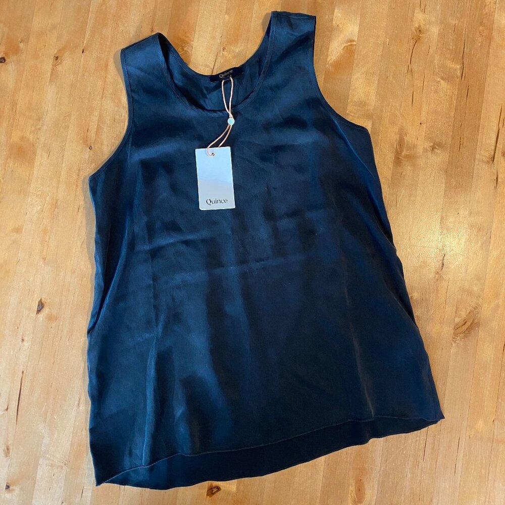 Quince NWT Washable Silk Black Pajama Tank Shirt XS